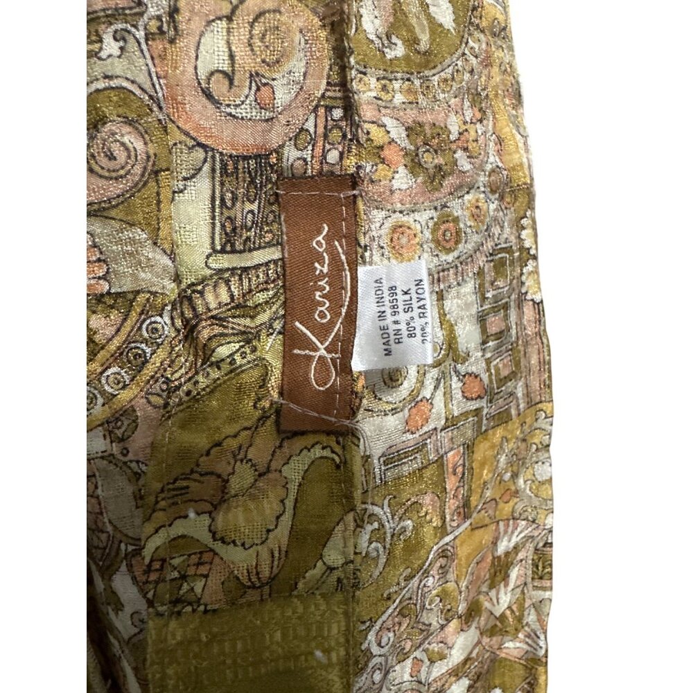 KARIZA Wrap Maxi Skirt Gold Paisley Print Womens S Boho Style Made In India - Picture 2 of 11